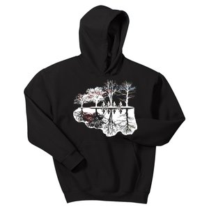 Kids Riding Bikes Through Trees Upside Down Kids Hoodie