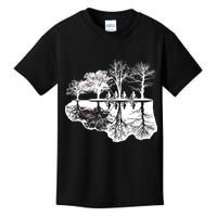 Kids Riding Bikes Through Trees Upside Down Kids T-Shirt