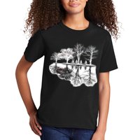 Kids Riding Bikes Through Trees Upside Down Kids T-Shirt