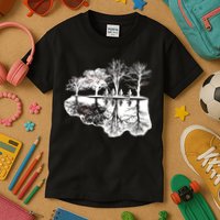Kids Riding Bikes Through Trees Upside Down Kids T-Shirt