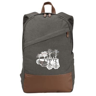 Kids Riding Bikes Through Trees Upside Down Cotton Canvas Backpack