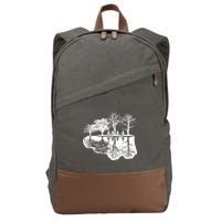 Kids Riding Bikes Through Trees Upside Down Cotton Canvas Backpack
