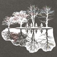 Kids Riding Bikes Through Trees Upside Down Cotton Canvas Backpack