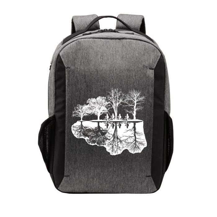 Kids Riding Bikes Through Trees Upside Down Vector Backpack