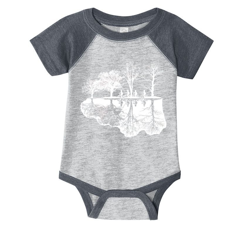 Kids Riding Bikes Through Trees Upside Down Infant Baby Jersey Bodysuit