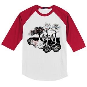 Kids Riding Bikes Through Trees Upside Down Kids Colorblock Raglan Jersey