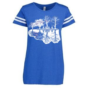 Kids Riding Bikes Through Trees Upside Down Enza Ladies Jersey Football T-Shirt