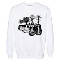 Kids Riding Bikes Through Trees Upside Down Garment-Dyed Sweatshirt