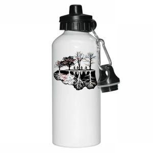 Kids Riding Bikes Through Trees Upside Down Aluminum Water Bottle