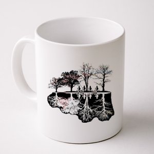 Kids Riding Bikes Through Trees Upside Down Coffee Mug