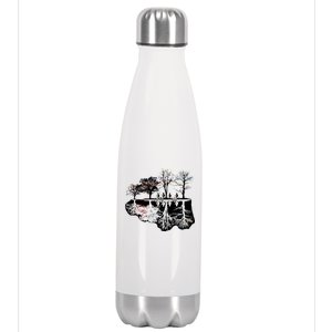 Kids Riding Bikes Through Trees Upside Down Stainless Steel Insulated Water Bottle