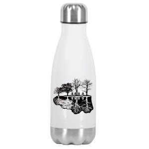 Kids Riding Bikes Through Trees Upside Down Stainless Steel Insulated Water Bottle