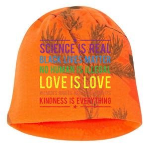 Kindness Is EVERYTHING Science Is Real Love Is Love Kati - Camo Knit Beanie