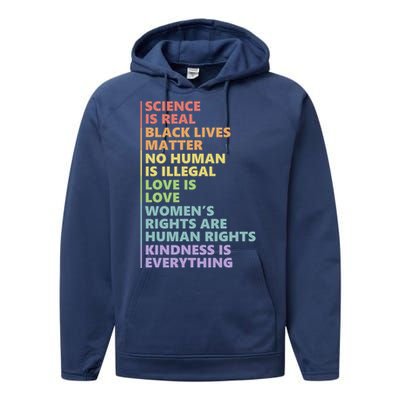 Kindness Is Everything Science Is Real Love Is Love Cute Gift Performance Fleece Hoodie