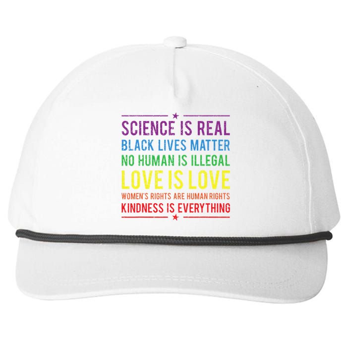 Kindness Is EVERYTHING Science Is Real Love Is Love Snapback Five-Panel Rope Hat