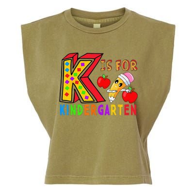 K Is For Kindergarten Student Teacher First Day Of School Garment-Dyed Women's Muscle Tee