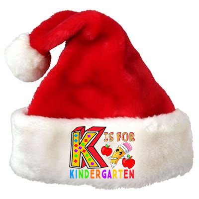 K Is For Kindergarten Student Teacher First Day Of School Premium Christmas Santa Hat