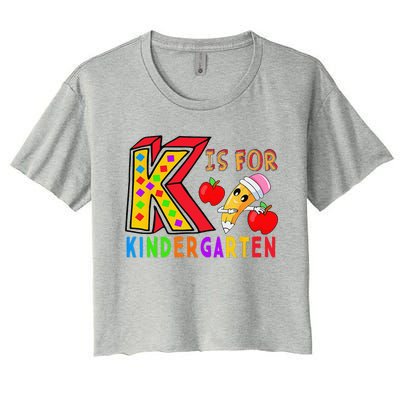 K Is For Kindergarten Student Teacher First Day Of School Women's Crop Top Tee