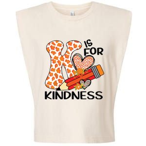 K Is For Kindness Orange Anti Bullying Unity Day Teacher Garment-Dyed Women's Muscle Tee