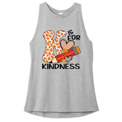 K Is For Kindness Orange Anti Bullying Unity Day Teacher Ladies PosiCharge Tri-Blend Wicking Tank