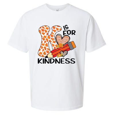 K Is For Kindness Orange Anti Bullying Unity Day Teacher Sueded Cloud Jersey T-Shirt