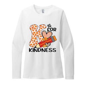 K Is For Kindness Orange Anti Bullying Unity Day Teacher Womens CVC Long Sleeve Shirt