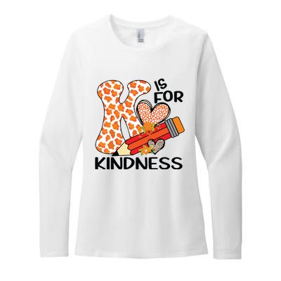 K Is For Kindness Orange Anti Bullying Unity Day Teacher Womens CVC Long Sleeve Shirt