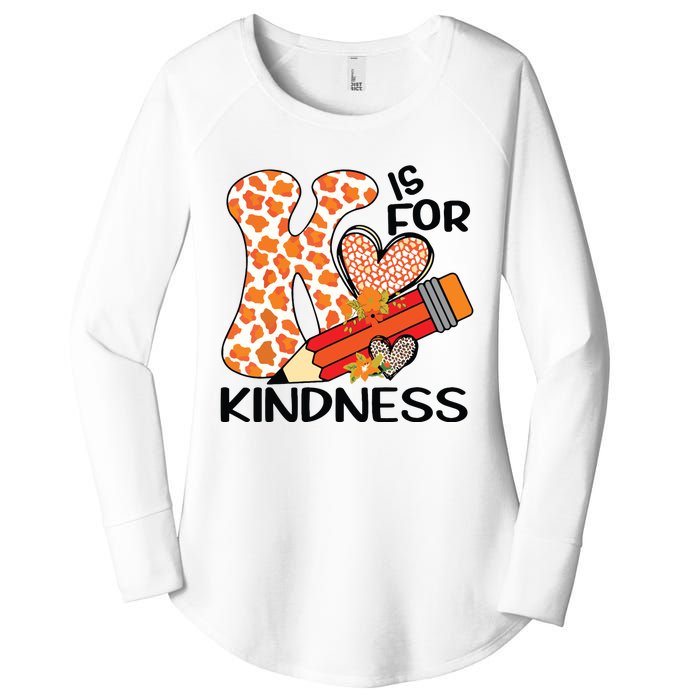 K Is For Kindness Orange Anti Bullying Unity Day Teacher Women's Perfect Tri Tunic Long Sleeve Shirt