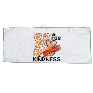 K Is For Kindness Orange Anti Bullying Unity Day Teacher Large Microfiber Waffle Golf Towel