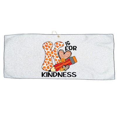 K Is For Kindness Orange Anti Bullying Unity Day Teacher Large Microfiber Waffle Golf Towel