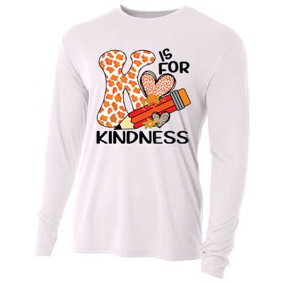 K Is For Kindness Orange Anti Bullying Unity Day Teacher Cooling Performance Long Sleeve Crew