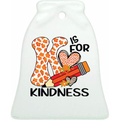 K Is For Kindness Orange Anti Bullying Unity Day Teacher Ceramic Bell Ornament