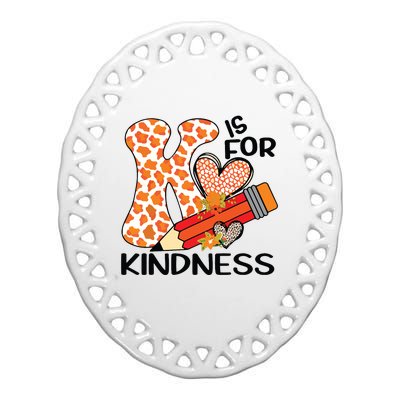 K Is For Kindness Orange Anti Bullying Unity Day Teacher Ceramic Oval Ornament