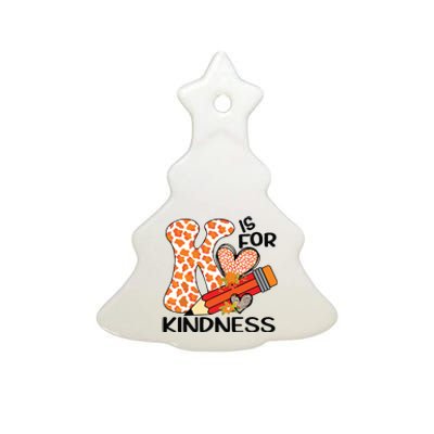 K Is For Kindness Orange Anti Bullying Unity Day Teacher Ceramic Tree Ornament