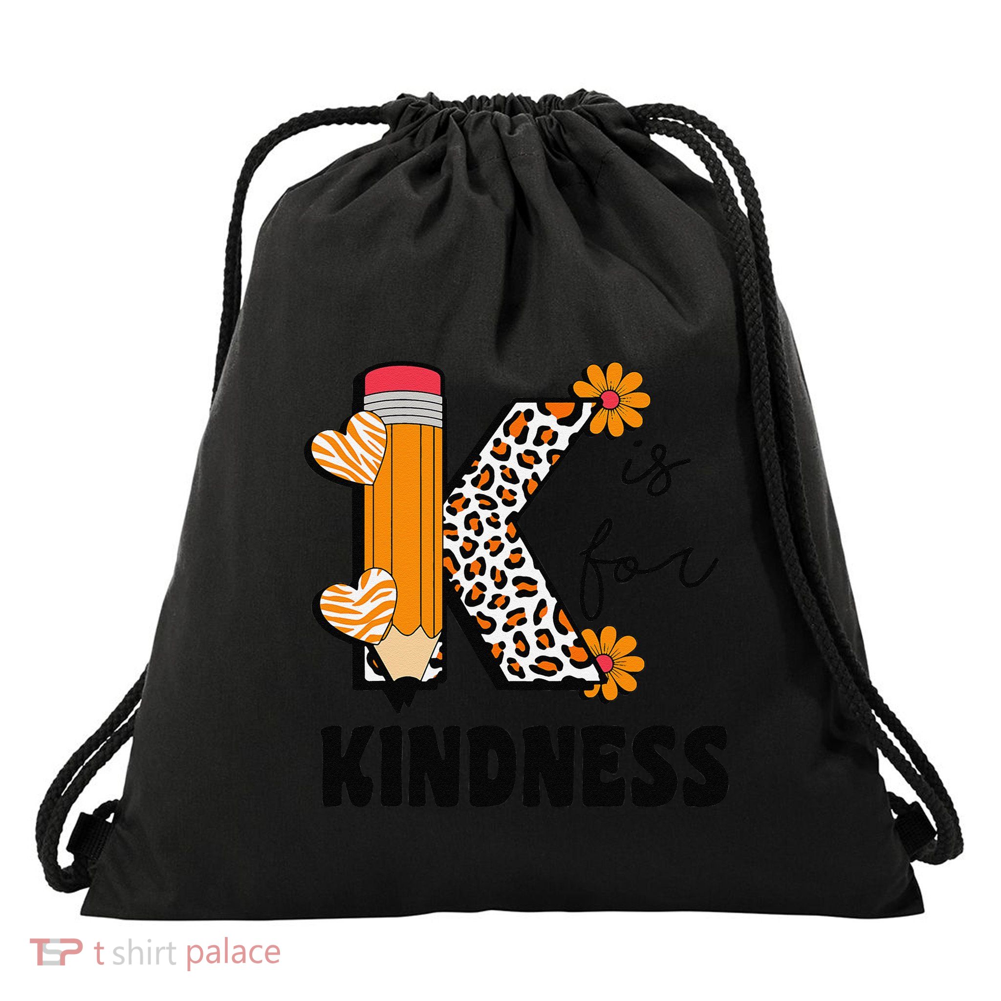 K Is For Kindness Orange Anti Bullying Unity Day Teacher Gift Drawstring Bag