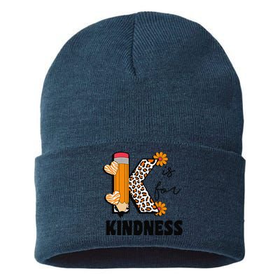 K Is For Kindness Orange Anti Bullying Unity Day Teacher Gift Sustainable Knit Beanie