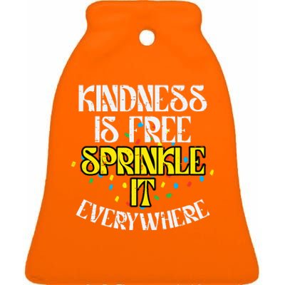 Kindness Is Free Orange Anti Bullying Unity Day Ceramic Bell Ornament