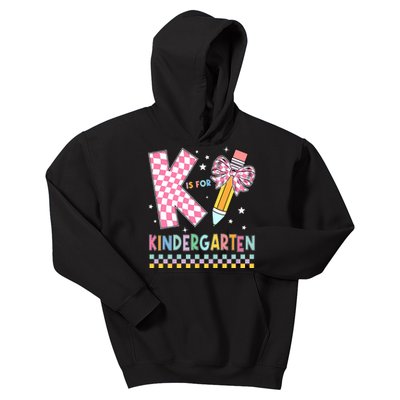 K Is For Kindergarten Teacher Coquette Bow Back To School Kids Hoodie