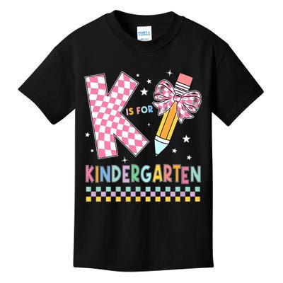 K Is For Kindergarten Teacher Coquette Bow Back To School Kids T-Shirt