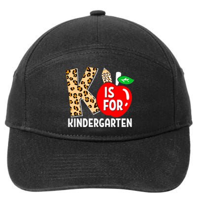 K Is For Kindergarten Leopard Teacher Back To School Kinder 7-Panel Snapback Hat