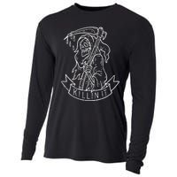 Killin It Funny Grim Reaper Distressed Tattoo Art Graphic Cooling Performance Long Sleeve Crew