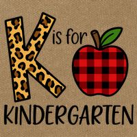 K Is For Kindergarten Teacher Leopard Buffalo Plaid Cotton Canvas Backpack