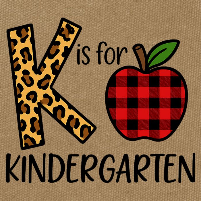 K Is For Kindergarten Teacher Leopard Buffalo Plaid Cotton Canvas Backpack