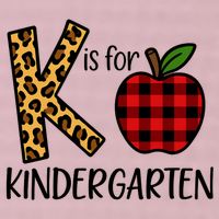 K Is For Kindergarten Teacher Leopard Buffalo Plaid 25L Jumbo Tote