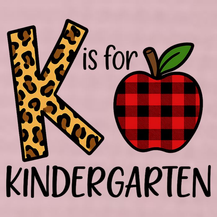 K Is For Kindergarten Teacher Leopard Buffalo Plaid 25L Jumbo Tote