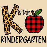 K Is For Kindergarten Teacher Leopard Buffalo Plaid Drawstring Bag