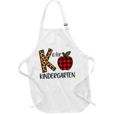 K Is For Kindergarten Teacher Leopard Buffalo Plaid Apron