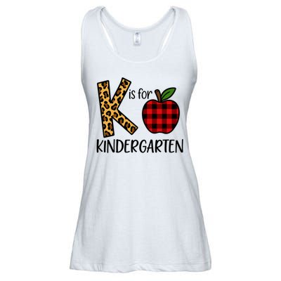 K Is For Kindergarten Teacher Leopard Buffalo Plaid Ladies Essential Flowy Tank
