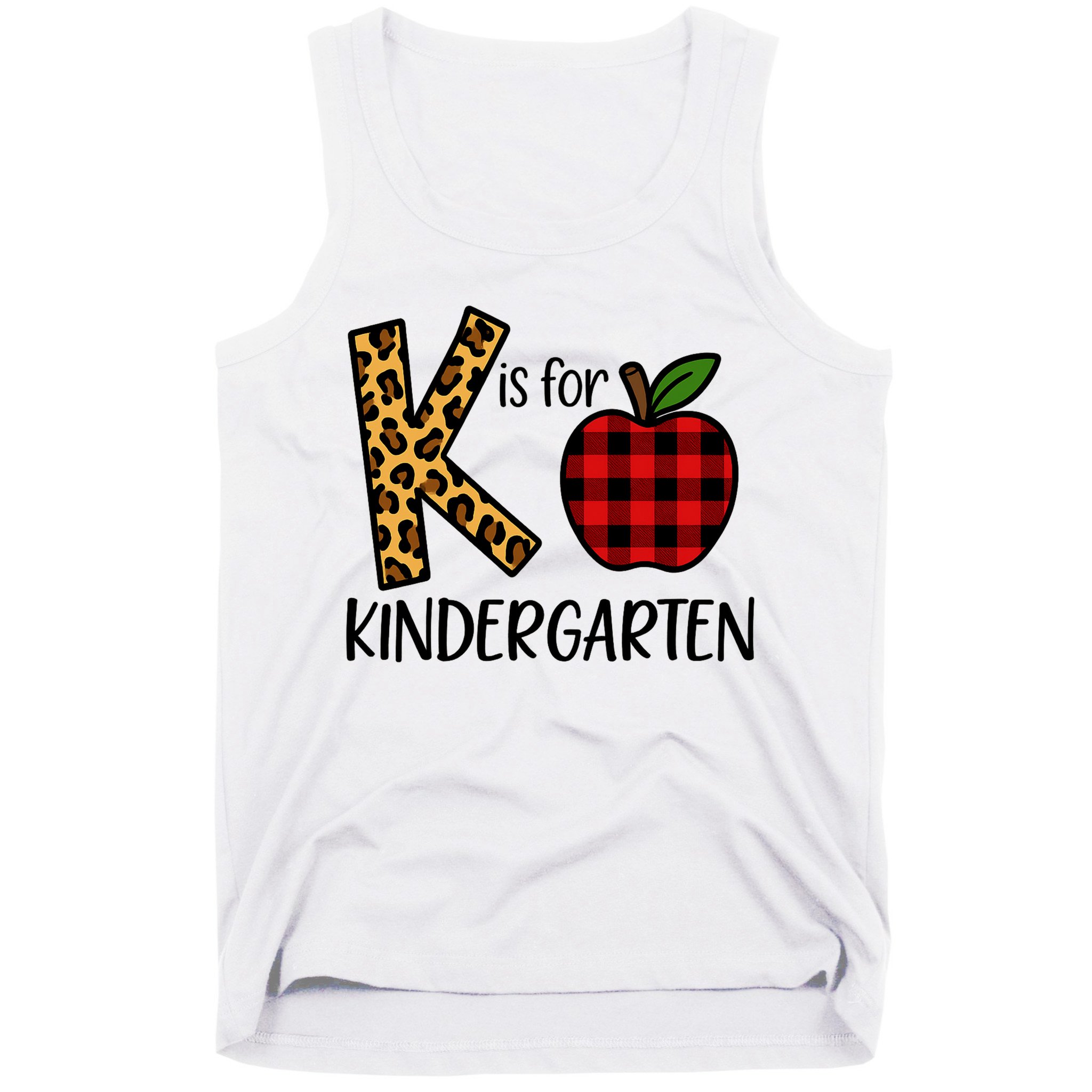 K Is For Kindergarten Teacher Leopard Buffalo Plaid Tank Top
