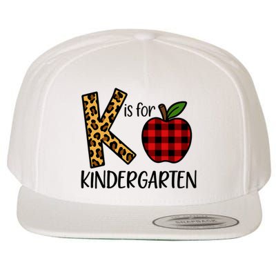 K Is For Kindergarten Teacher Leopard Buffalo Plaid Wool Snapback Cap